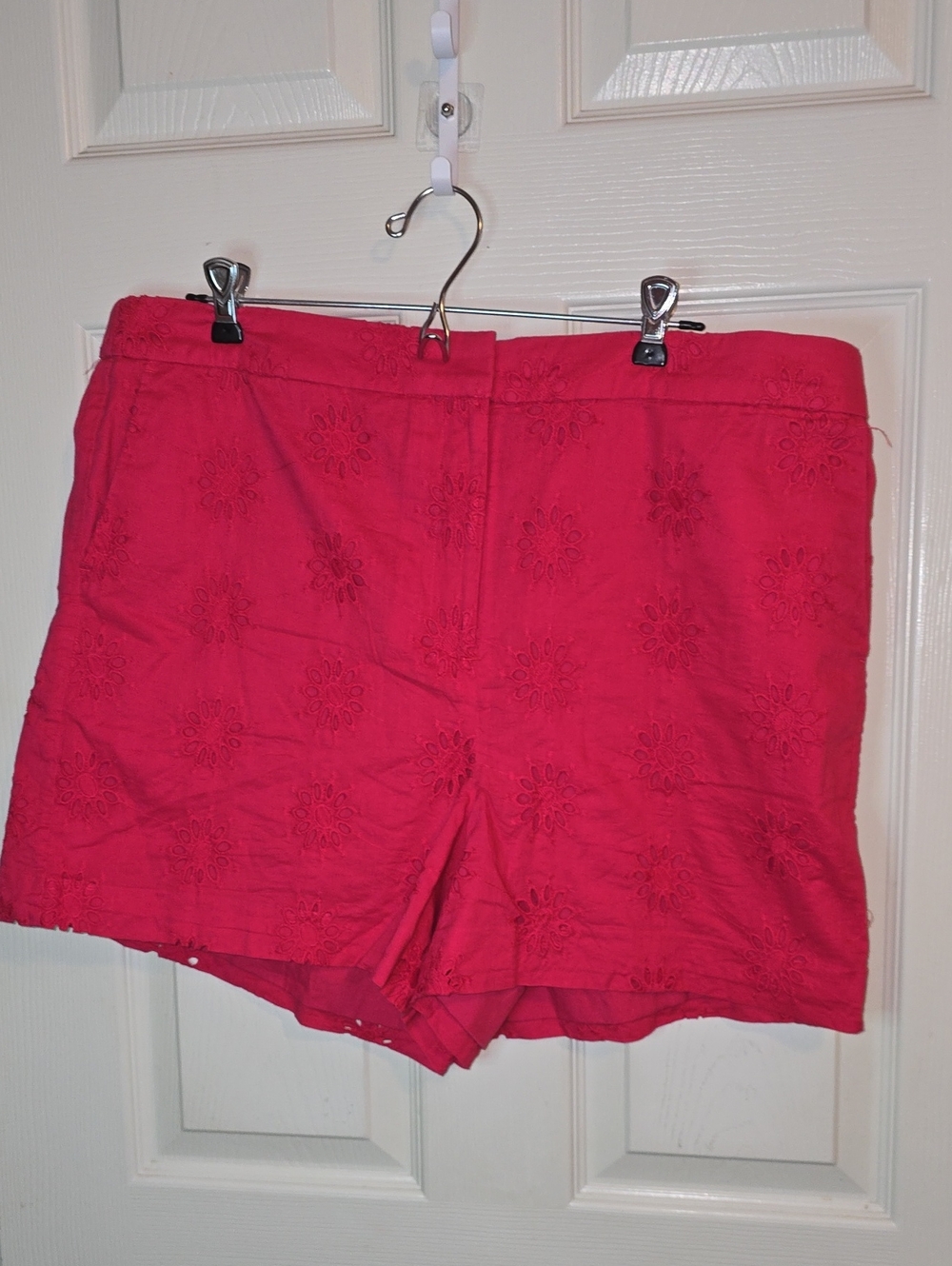 J. Crew Hot Pink Eyelet Embroidered Bermuda Shorts